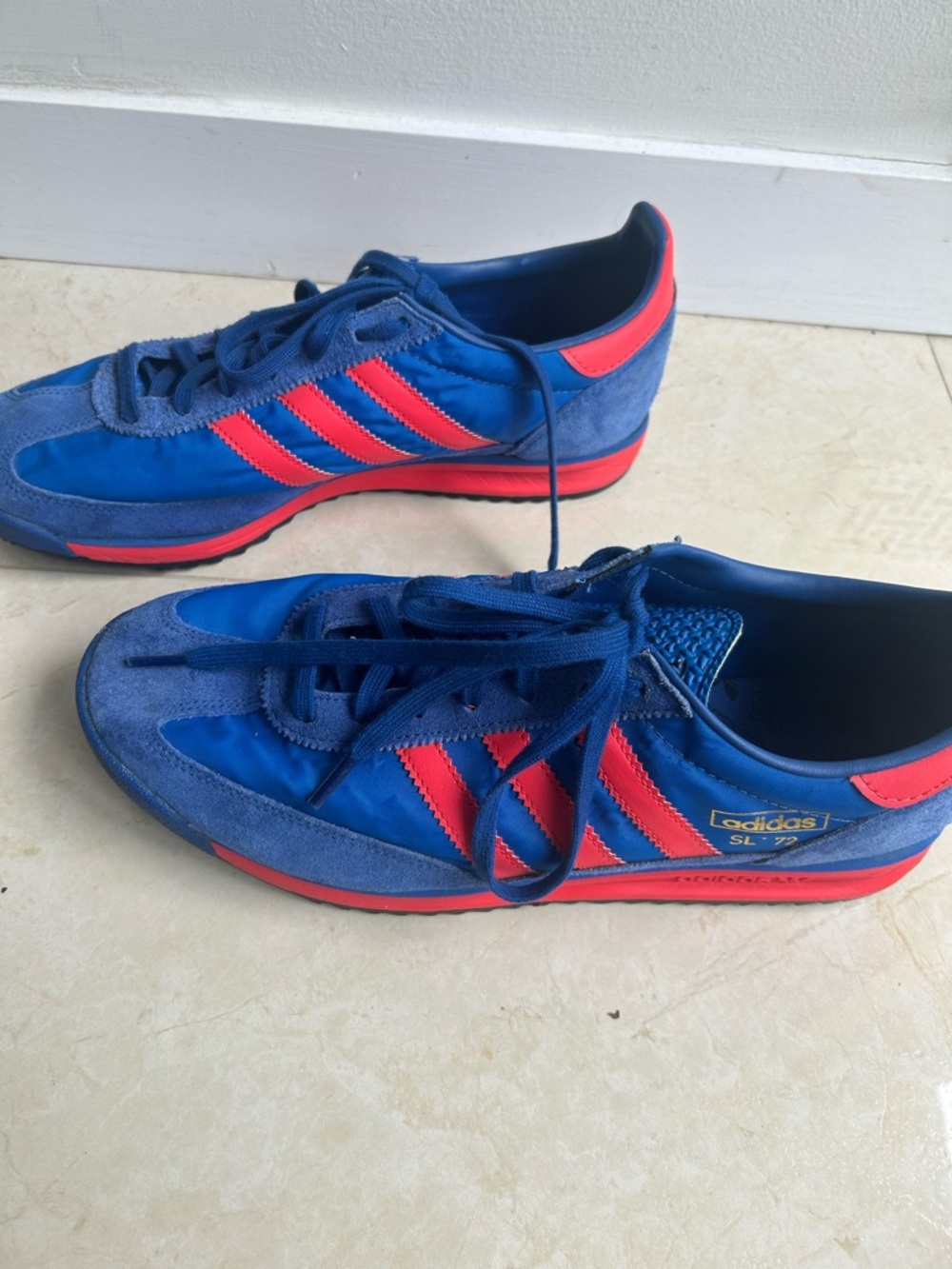 Adidas SL 72 sneakers blue nylon red suede overlays and 3-stripe men’s 11.5